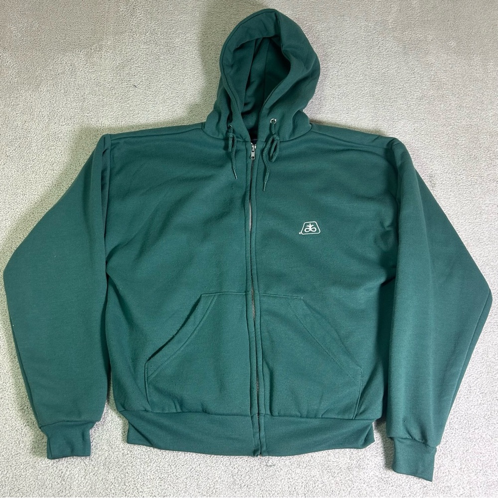 Vintage King Louie Jacket Men’s Large Green Full Zip Hoodie Mesh Lining Y2K